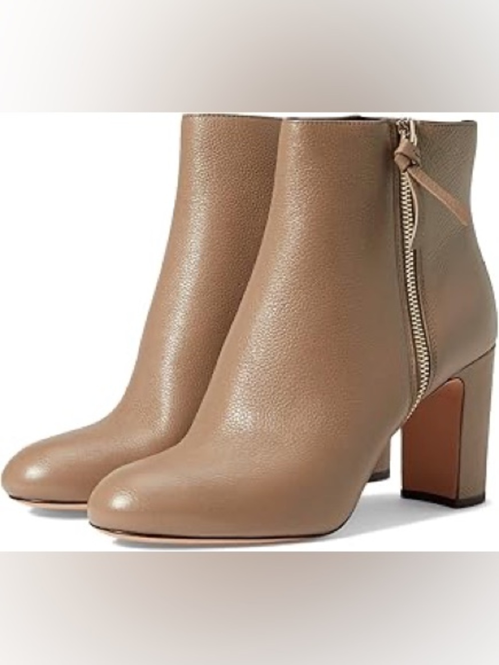 Kate Spade Knott Zip High Heel Booties Rustic Brown 7.5 pebbled leather
